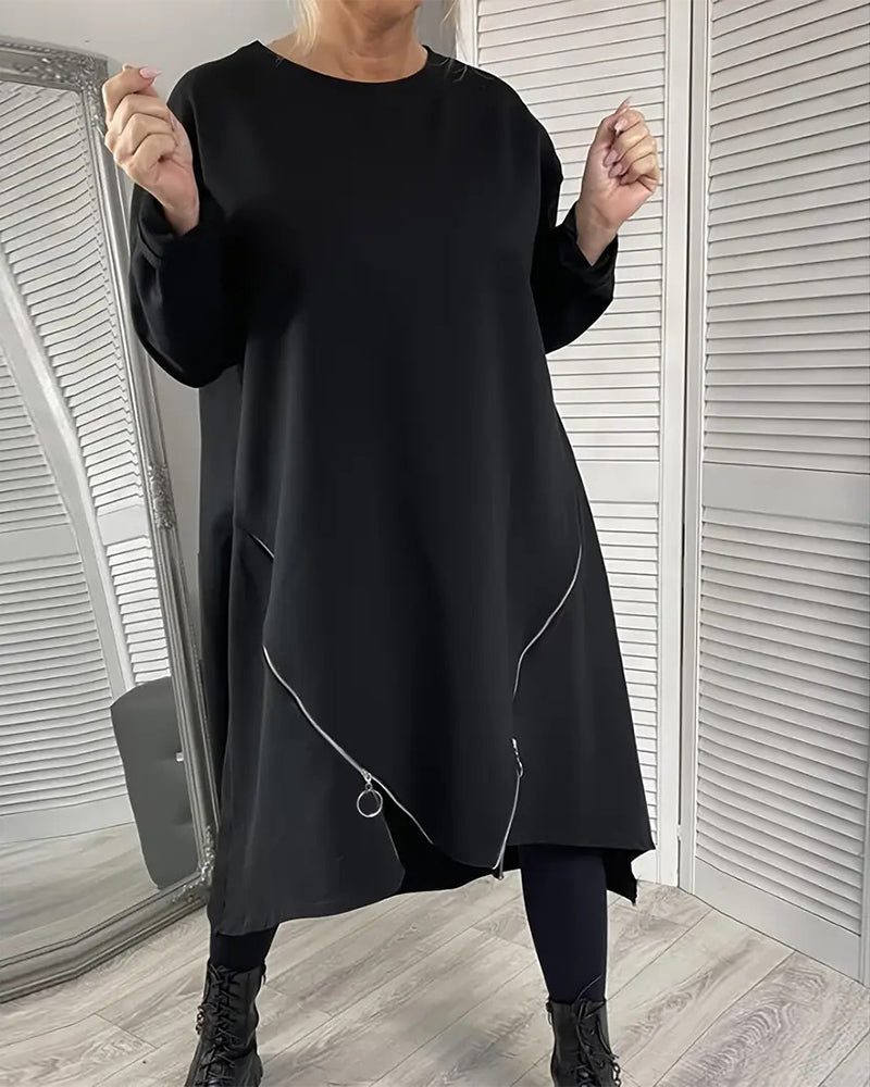 Losse Oversized Jurk Met Rits