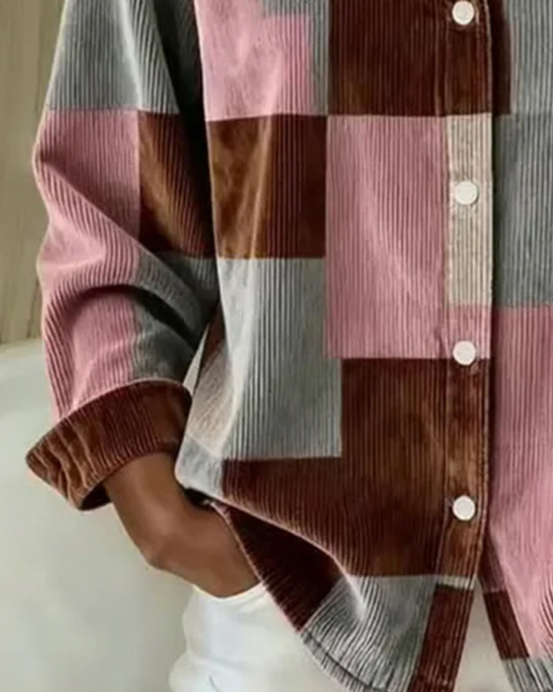 Modieus Ribfluwelen Overhemd Met Reverskraag