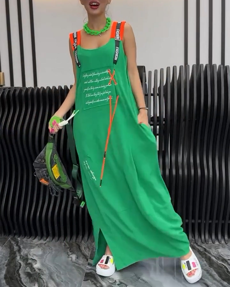 Jurk Mouwloos Gepersonaliseerde Letterprint