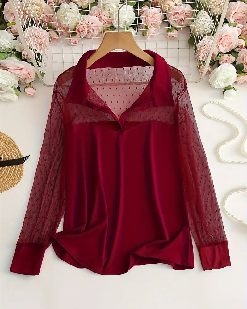 Blouse Mesh Revers Slim Fit