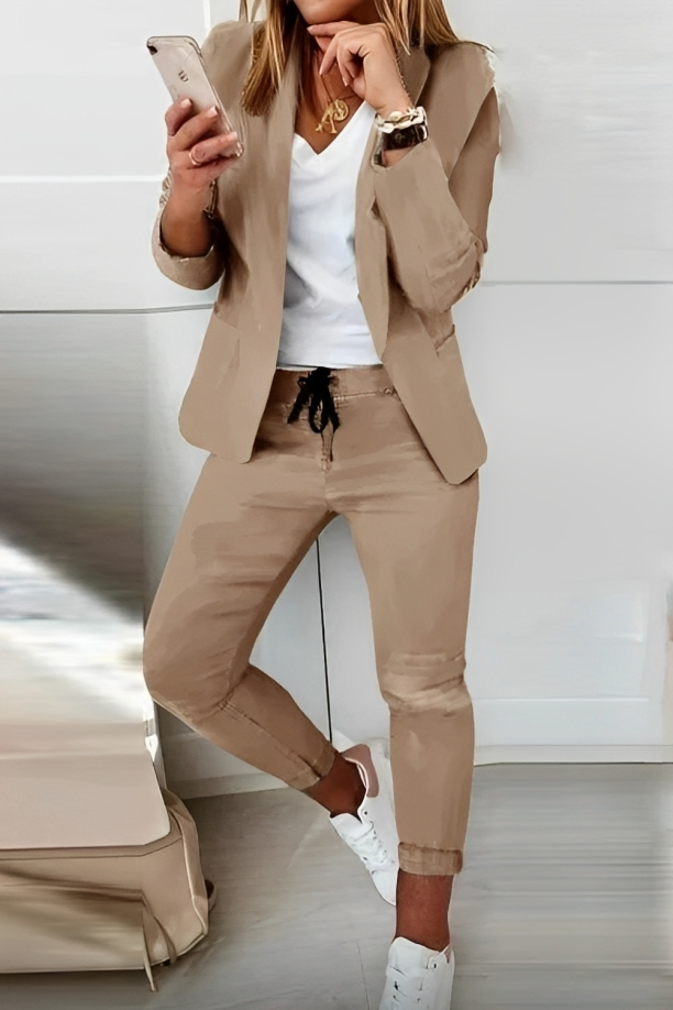 Dames casual blazer en jogger set - stijlvolle en outfit voor dagelijks gebruik