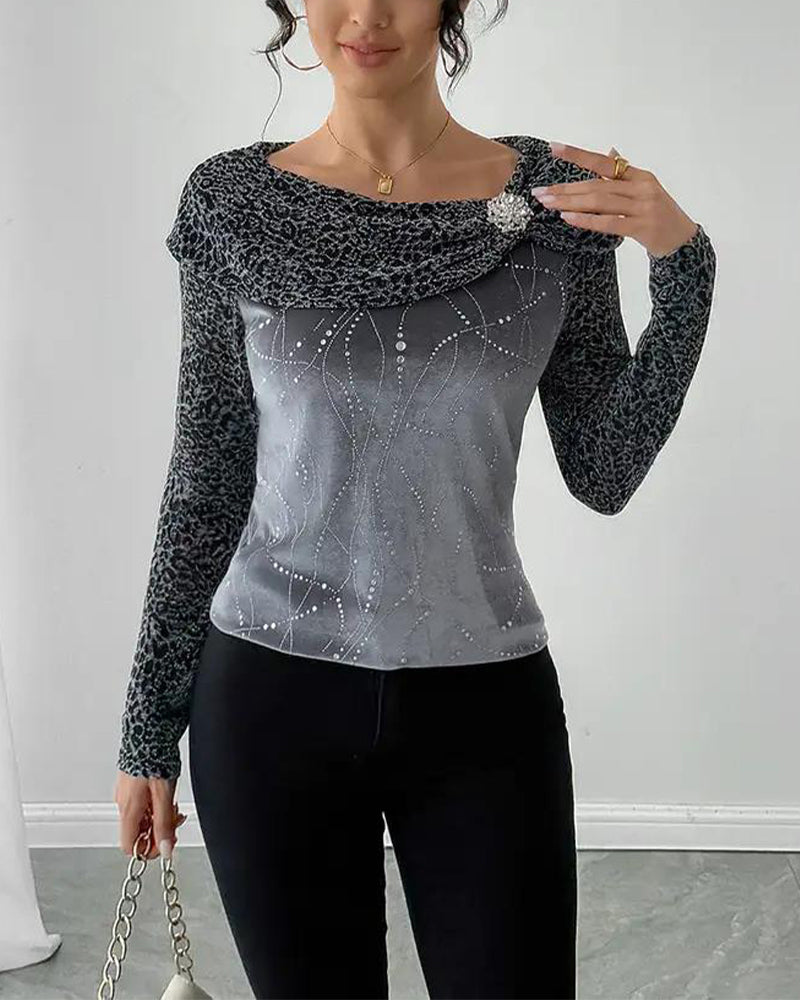 Lange Mouwen Top Met Luipaardprint