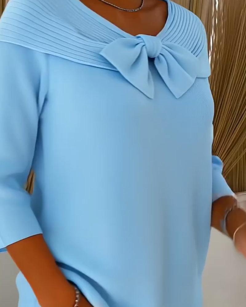 Pullover Met Sjaaldetail Strik En Ronde Hals