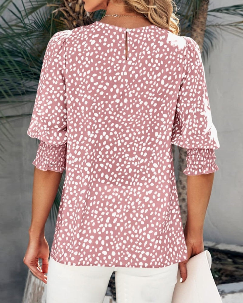 Blouse met ingewerkte manchetten en prints