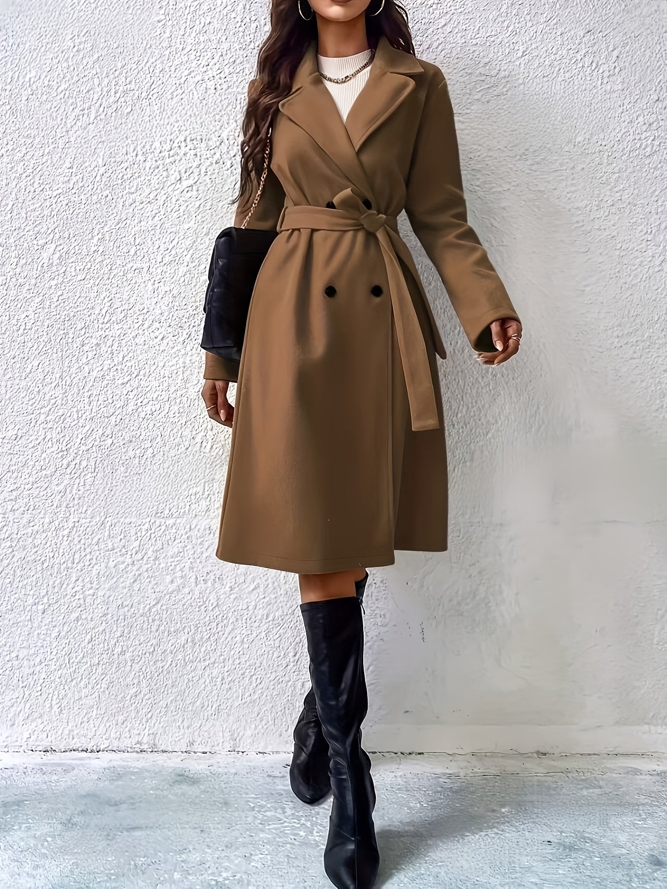 Trenchcoat - stijlvolle lange damesjas met strikriem en knoopdetails