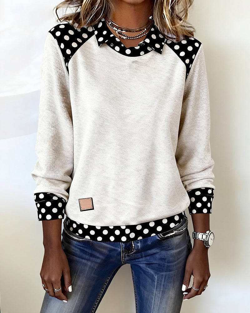 Blouse casual stippenkraag paneel