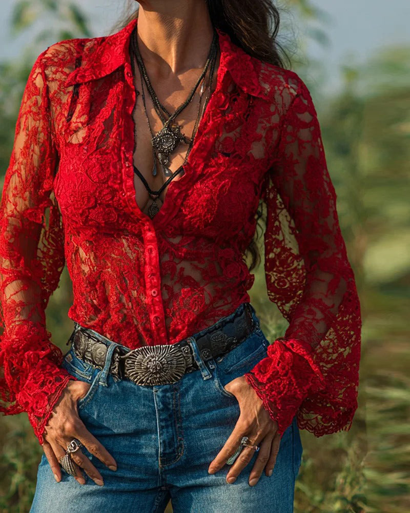 Eenvoudige Gekleurde Overhemd Met Kraag En Lange Mouwen