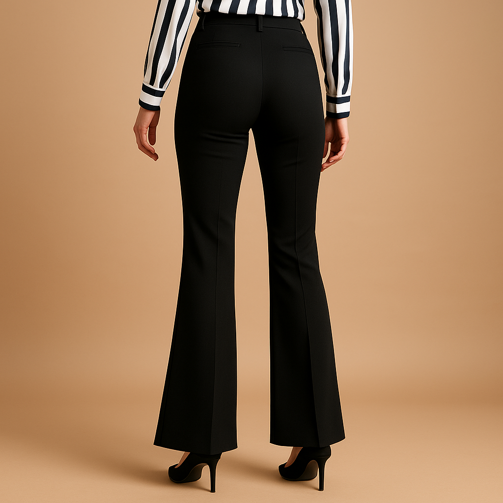 Dames flared trousers - hoge taille geklede kantooroutfit voor chique avondlooks