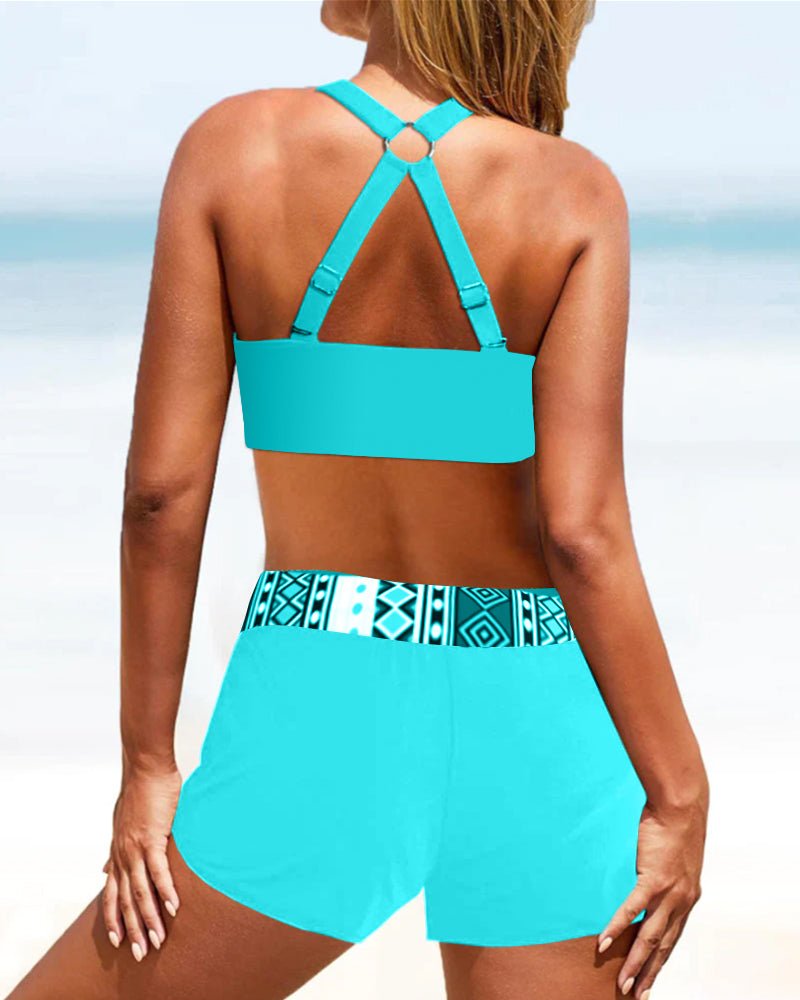 Hoge taille bikini met geometrisch patroon