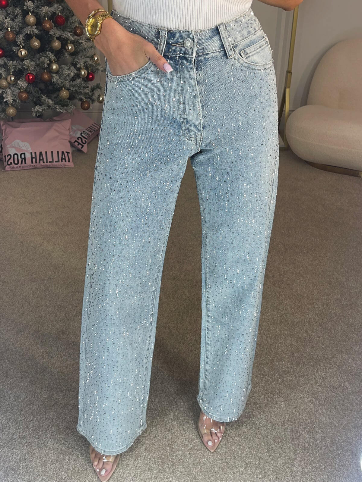 Dames bootcut & flared jeans - chique sprankelende wijde spijkerbroek - stijlvolle casual broeken voor diverse gelegenheden
