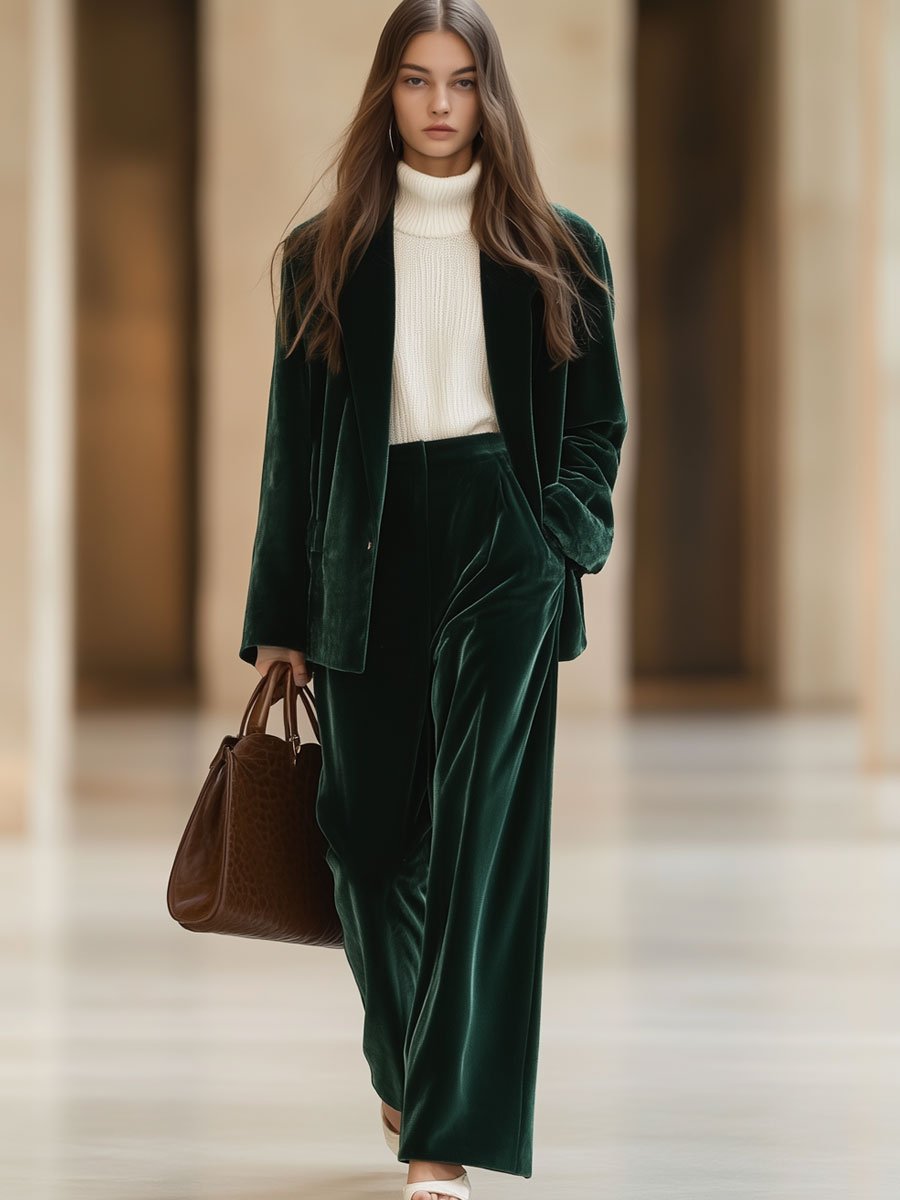 Velvet tailored suit - elegante blazer en broekset voor dames