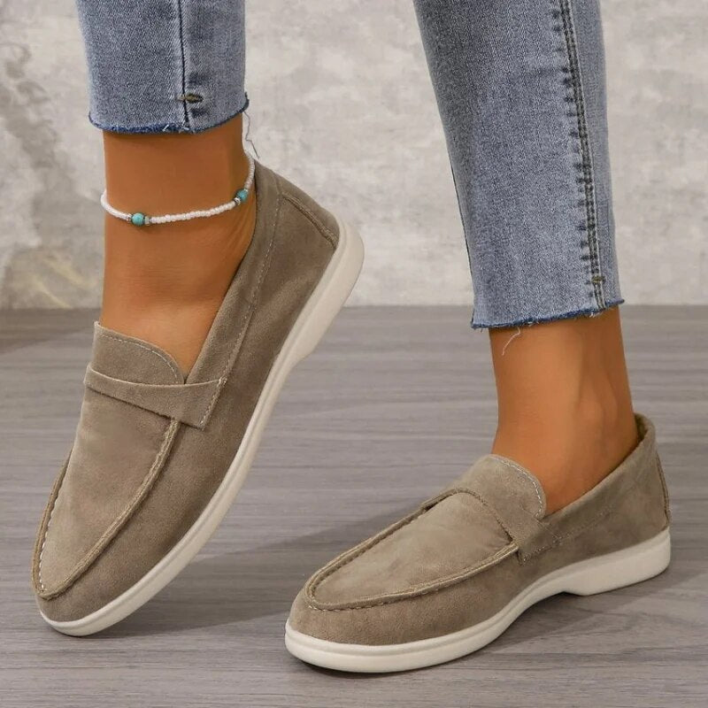 Slip-on loafers - suède dames instappers