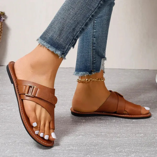 Dames leren sandalen - stijlvolle zomer slip-on schoenen