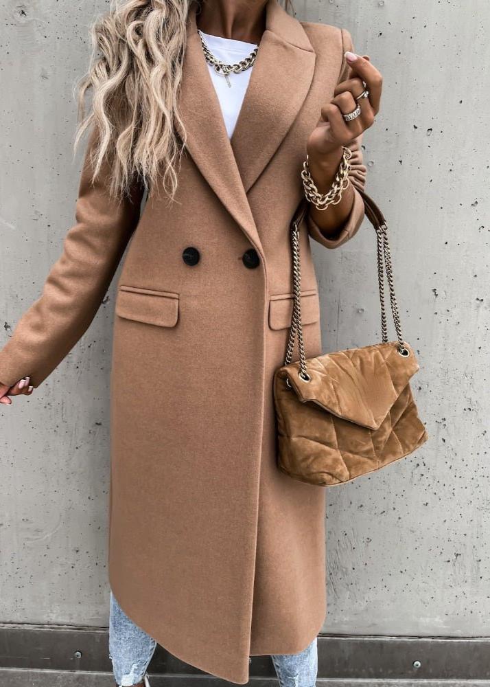 Wollen winterjas voor dames - lange jas met een klassieke stijl