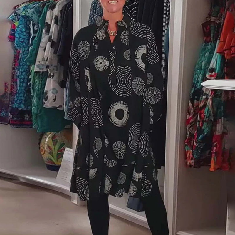 Casual jurk met geometrische print en revers