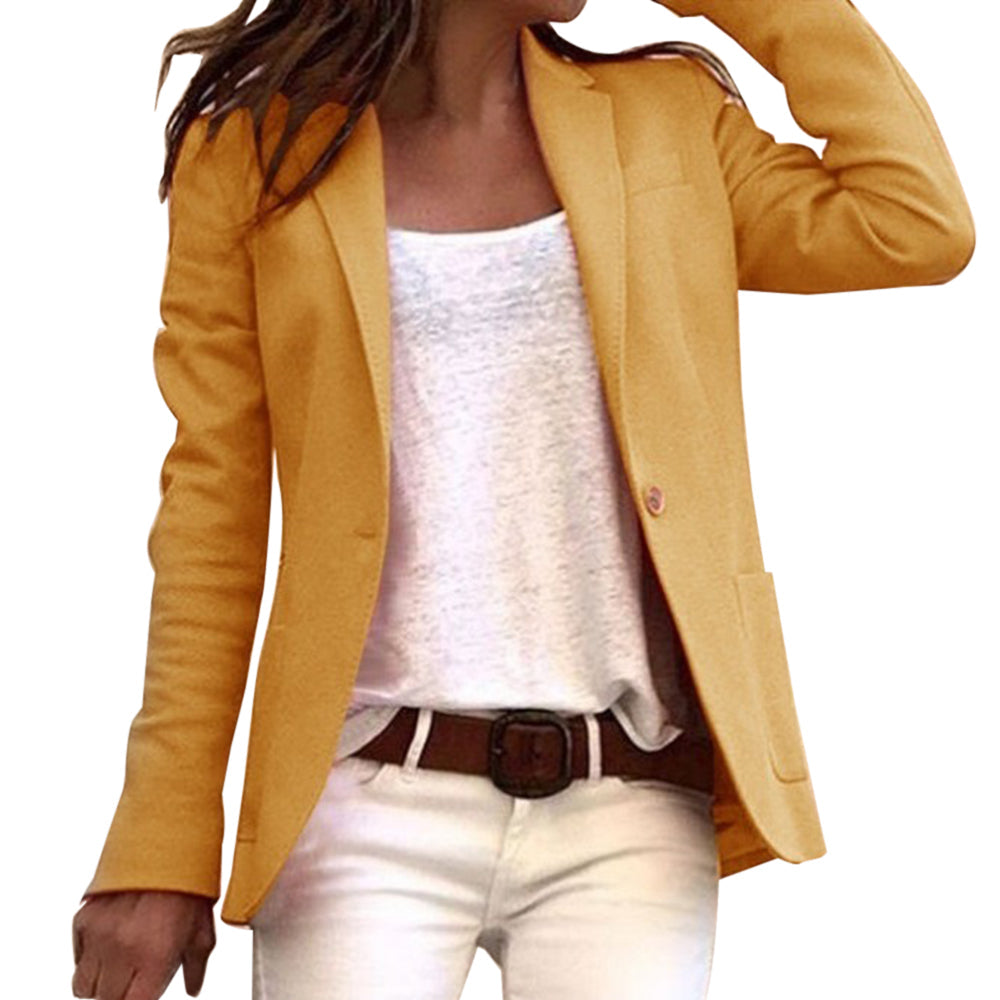 Dames tailored blazer - stijlvolle lange mouwen jacket in lichtblauw - voor kantoor en casual wear